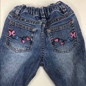 Girls Squeeze Jeans Size 5 Butterfly Embroidered Denim Heart Flowers